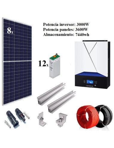 KIT AISLADA-3000W-3600wpk-4920wh estacionaria