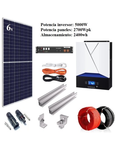 KIT AISLADA-5000W-2700wpk-2400wh litio