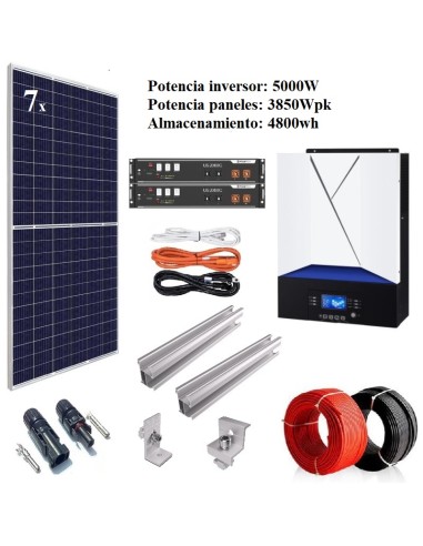 KIT AISLADA-5000W-3850wpk-4800wh litio