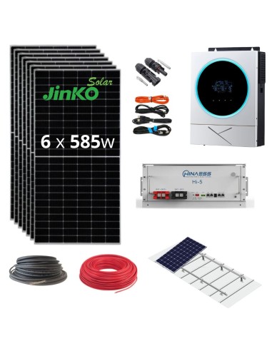 Kit Solar Aislada 5600w|17,55kwh/dia|5.12kw litio