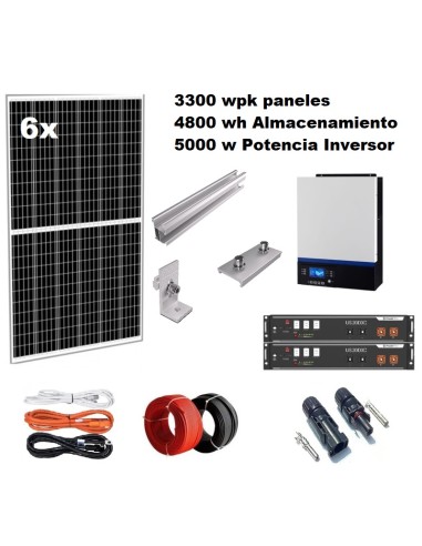 KIT AISLADA-5000W-18.1KWH/DÍA-LITIO4.8KW